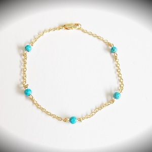 Turquoise gold filled dainty chain bracelet